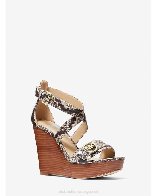 Michael Kors carmen slangepreget kilesandal i kunstskinn kvinner LDNL1976 naturlig