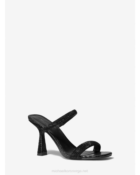 Michael Kors clara utsmykket slangepreget sandal kvinner LDNL2068 svart