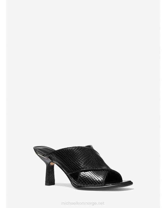 Michael Kors gideon slangepreget skinnmule kvinner LDNL2023 svart