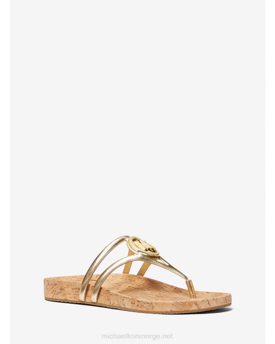 Michael Kors hampton metallisk skinnsandal kvinner LDNL1943 blekt gull