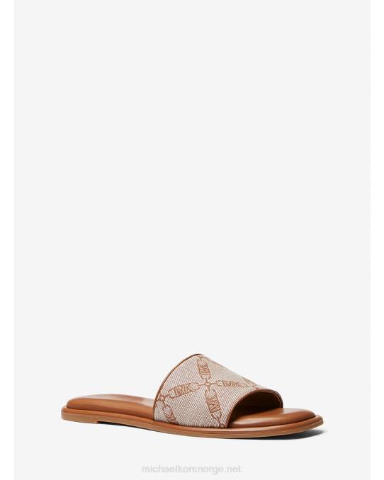 Michael Kors hayworth empire logo jacquard glidesandaler kvinner LDNL1990 naturlig/bagasje