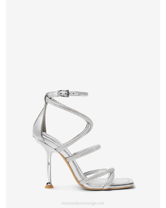 Michael Kors imani utsmykket metallisk sandal i imitert semsket skinn kvinner LDNL1865 sølv