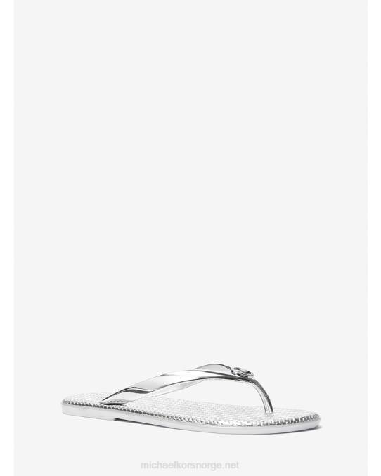 Michael Kors jetsett metallisk pvc flip-flop kvinner LDNL2006 sølv