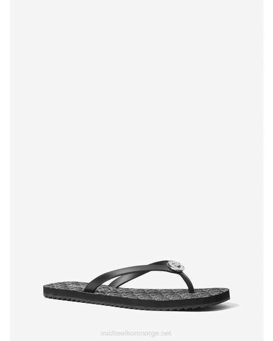 Michael Kors jinx logo flip flop kvinner LDNL1993 svart/sølv