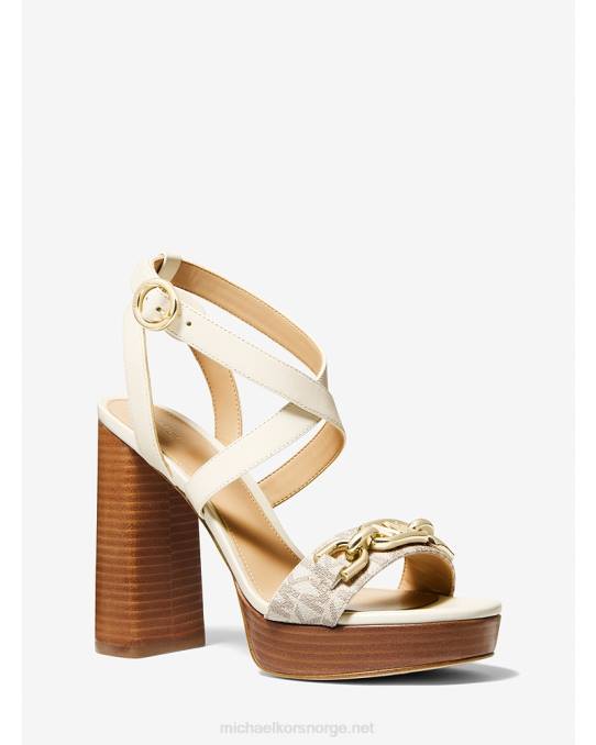 Michael Kors kailey-utsmykket logo og plattformsandal i skinn kvinner LDNL2024 vanilje