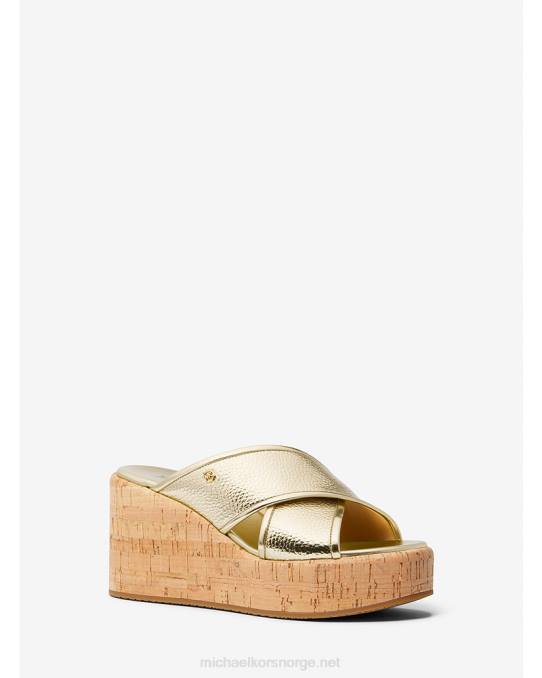 Michael Kors kilesandal i metallisk skinn kvinner LDNL1878 blekt gull