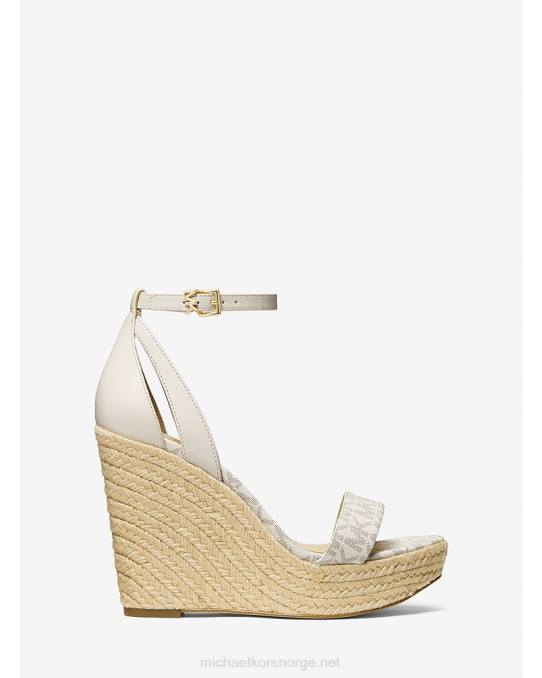 Michael Kors kimberly-logo og kilesandal i skinn kvinner LDNL1906 varebil/krem