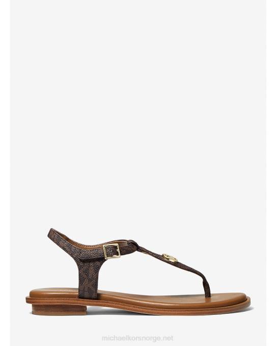 Michael Kors mallory logo t-strop sandal kvinner LDNL1904 brun