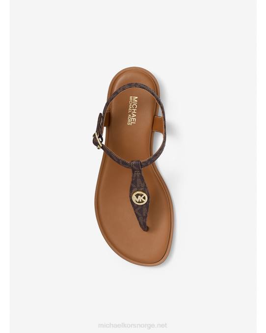 Michael Kors mallory logo t-strop sandal kvinner LDNL1904 brun