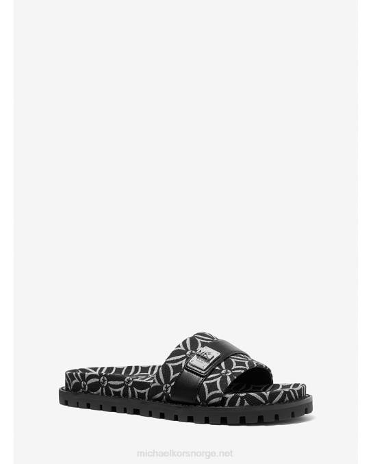 Michael Kors padma logo jacquard glidesandaler kvinner LDNL1925 sort/lys krem