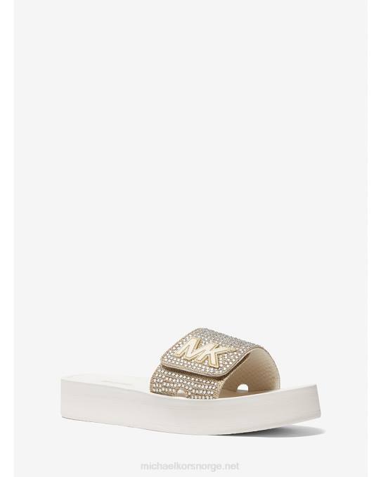Michael Kors utsmykket plattformglidesandaler kvinner LDNL1973 blekt gull