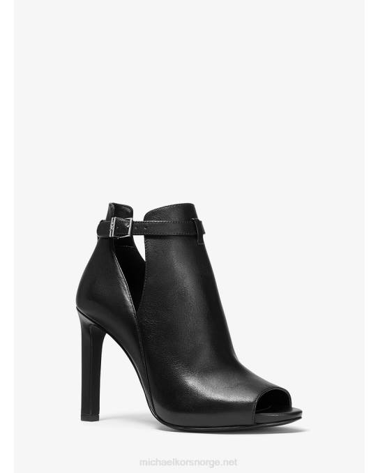 Michael Kors lawson ankelstøvel i skinn med åpen tå kvinner LDNL2089 svart