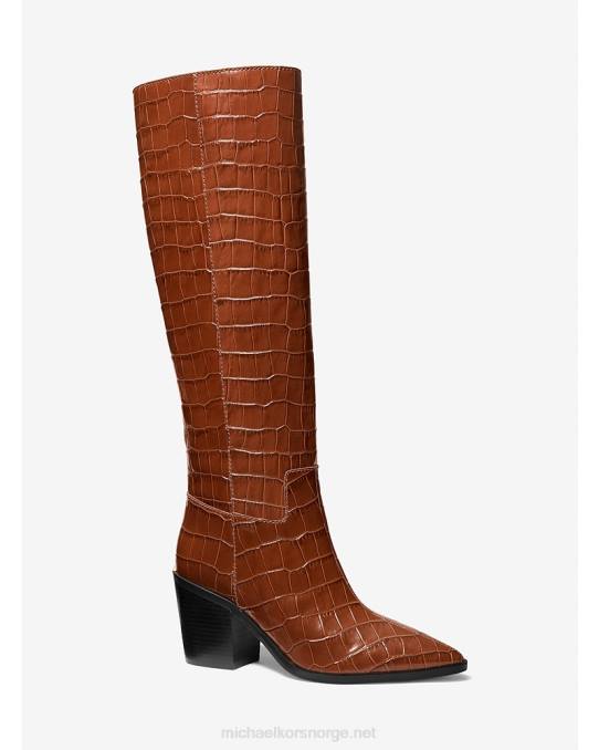 Michael Kors loni krokodillepreget skinnstøvel kvinner LDNL2136 kastanje