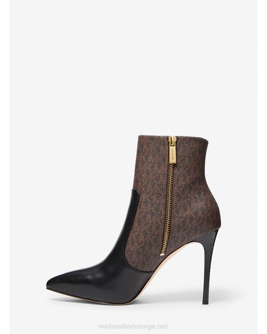 Michael Kors rue logo og skinnstøvel kvinner LDNL2090 brun svart