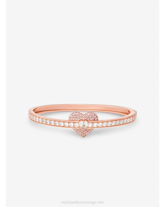 Michael Kors 14k rosegullbelagt sterling sølv hjertepave armbånd kvinner LDNL2448 Rose gull