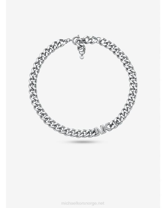 Michael Kors Halskjede med 14k gullbelagt messing med fortauskantslogo kvinner LDNL2486 sølv