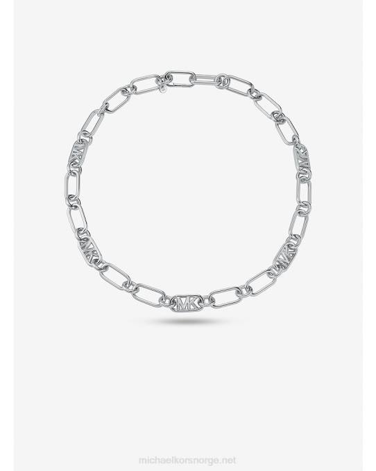 Michael Kors edelt metallbelagt messingkjedekjede kvinner LDNL2488 sølv