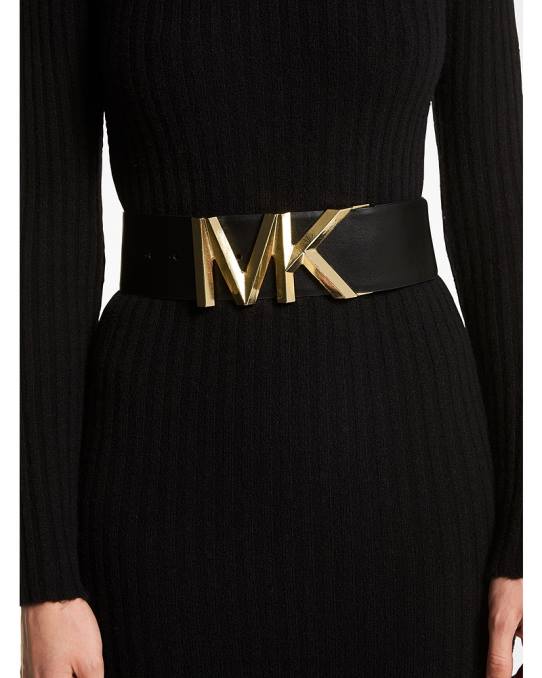 Michael Kors midjebelte i skinn med logo kvinner LDNL2688 svart