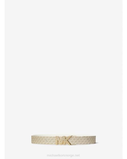 Michael Kors vendbar logo og belte i skinn kvinner LDNL2691 gull/lyskrem