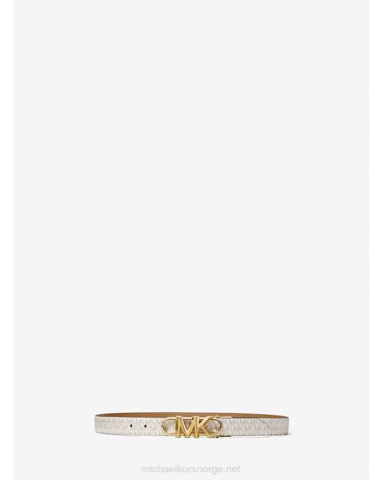 Michael Kors vendbar logo og lærbelte kvinner LDNL2710 vanilje/skall