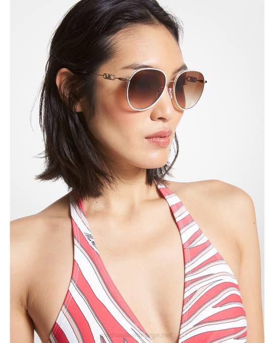 Michael Kors empire aviator solbriller kvinner LDNL2558 optikk hvit