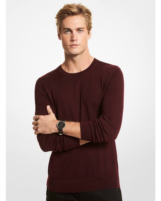 Michael Kors genser i merinoull menn LDNL3048 dyp rubin