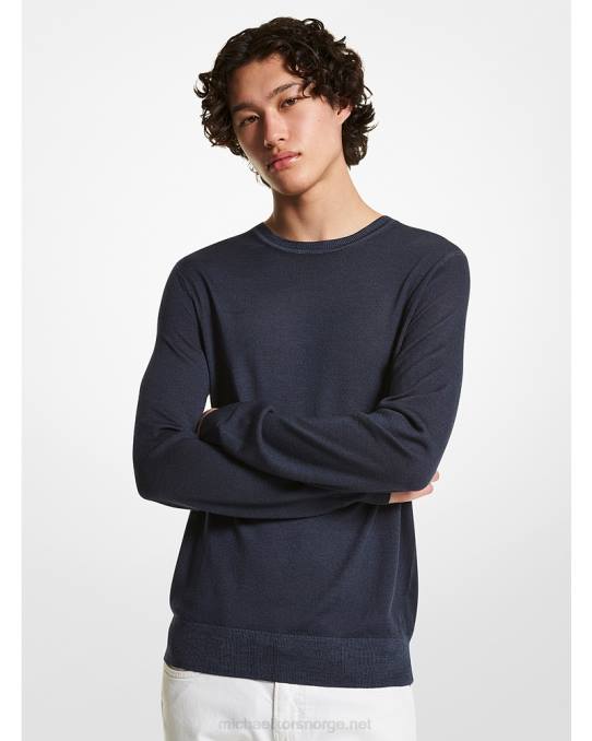 Michael Kors genser i vasket merinoull menn LDNL3057 midnatt