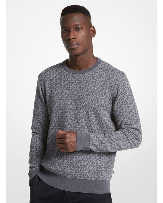 Michael Kors jacquardgenser i bomull med logo menn LDNL3046 aske