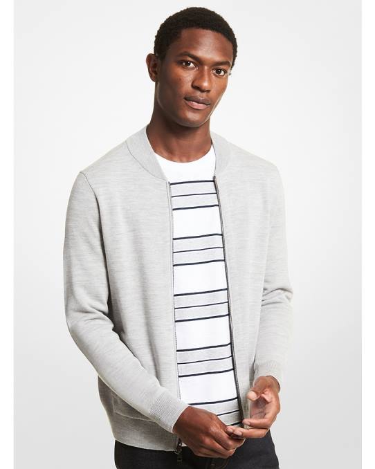 Michael Kors baseballjakke i merinoull menn LDNL2858 gråmelert