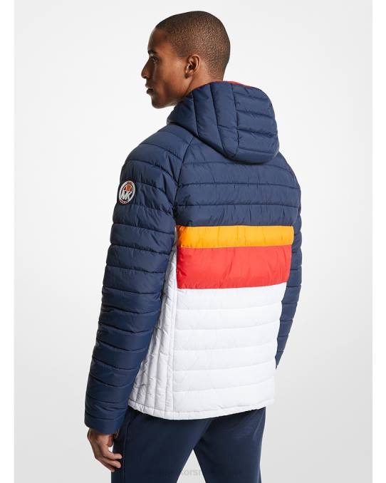 Michael Kors mk and ellesse breckenridge fargeblokkert vattert nylon pufferjakke menn LDNL2796 kjole blues
