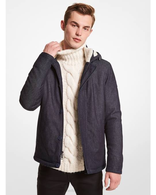 Michael Kors sherpa-trim denim parkas menn LDNL2814 indigo