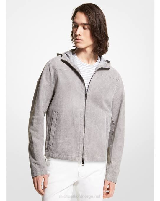 Michael Kors syrevask-bundet semsket skinnjakke menn LDNL2783 betong