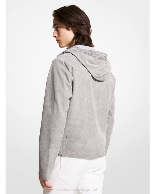 Michael Kors syrevask-bundet semsket skinnjakke menn LDNL2783 betong