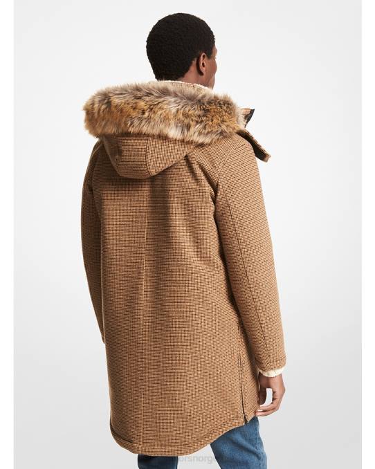 Michael Kors tattersall vevd parkas menn LDNL2851 karamell