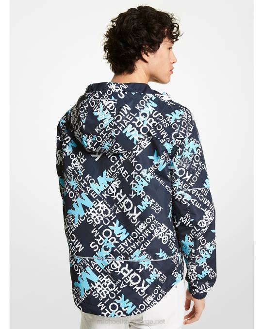 Michael Kors vevd hettejakke med grafisk logo menn LDNL2817 merlotlyng