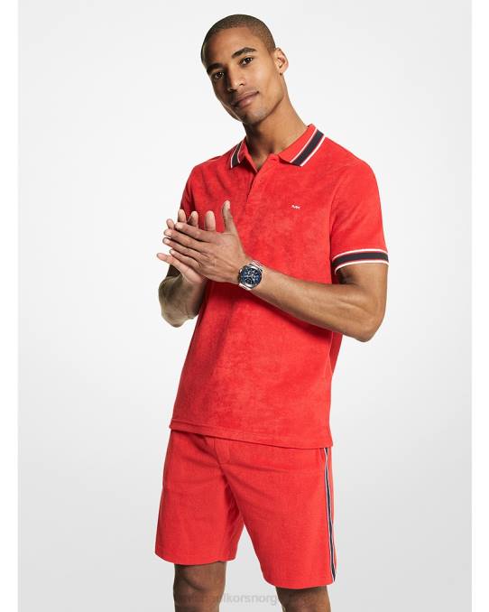 Michael Kors fransk frotté poloskjorte menn LDNL2914 ekte rødt