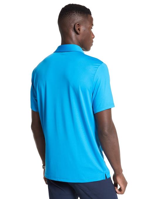Michael Kors golf logo stretch jersey poloskjorte menn LDNL2891 lys cyan blå