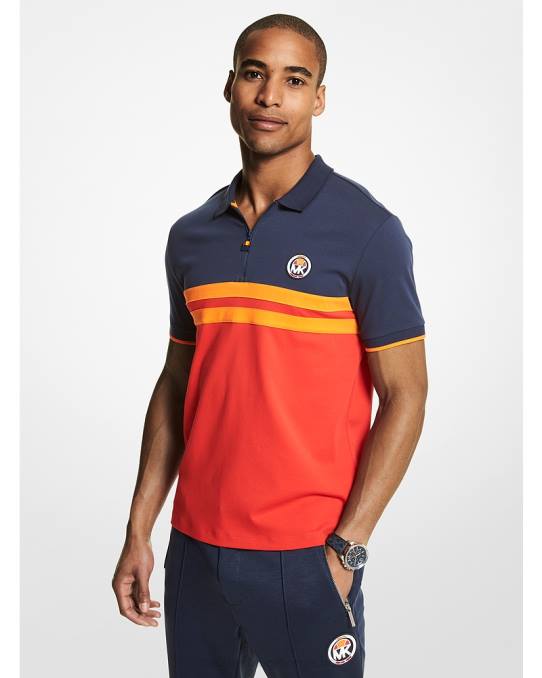 Michael Kors mk x ellesse stripete poloskjorte i bomull menn LDNL2918 kjole blues