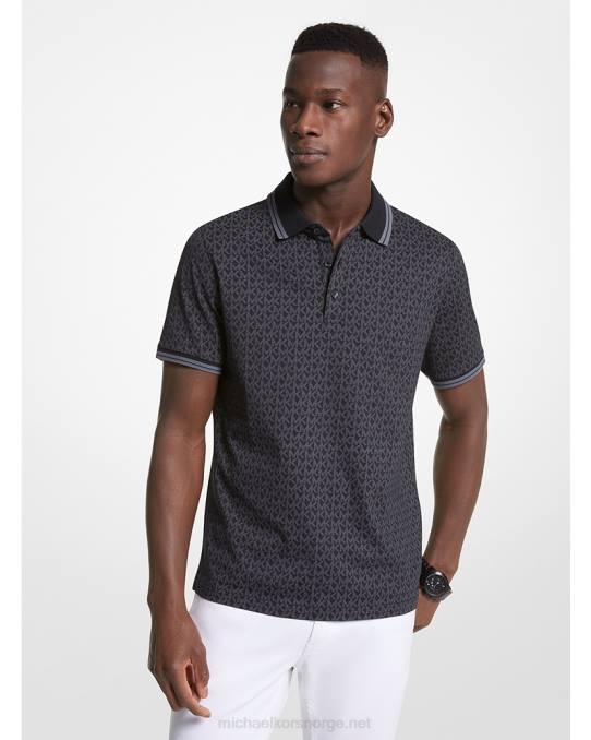 Michael Kors poloskjorte i bomullsjersey med greenwich-logotrykk menn LDNL2869 svart