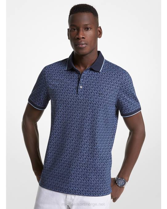 Michael Kors poloskjorte i bomullsjersey med logotrykk menn LDNL2881 midnatt