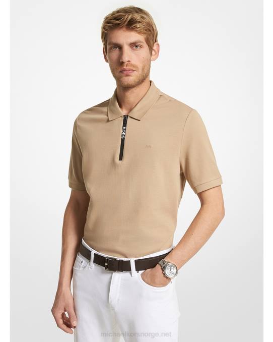Michael Kors poloskjorte med halv glidelås i bomull menn LDNL2870 kaki