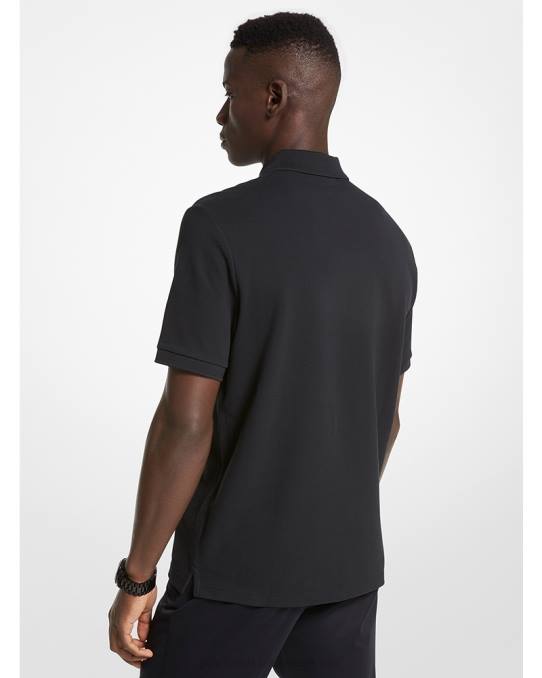 Michael Kors poloskjorte med halv glidelås i bomull menn LDNL2874 svart