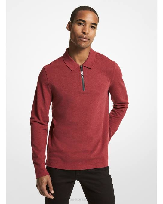 Michael Kors poloskjorte med halv glidelås menn LDNL2898 Høyrød