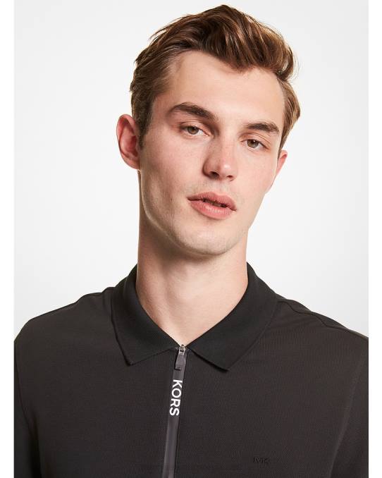 Michael Kors poloskjorte med halv glidelås menn LDNL2899 svart