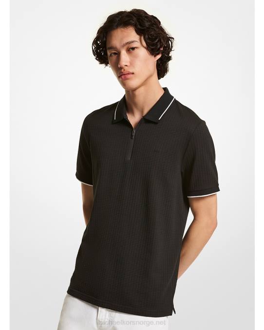 Michael Kors vaffelstrikket poloskjorte i bomull menn LDNL2866 svart