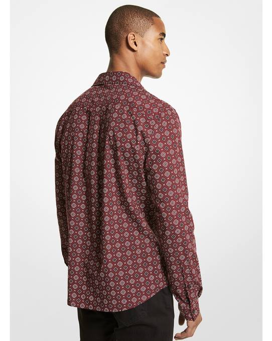 Michael Kors foulard skjorte i bomullsblanding menn LDNL3125 merlot