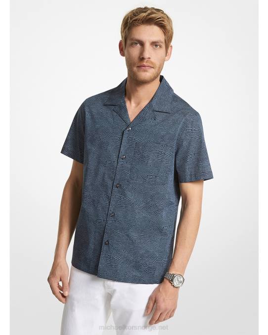 Michael Kors kortermet skjorte i stretch i bomull menn LDNL3121 midnatt