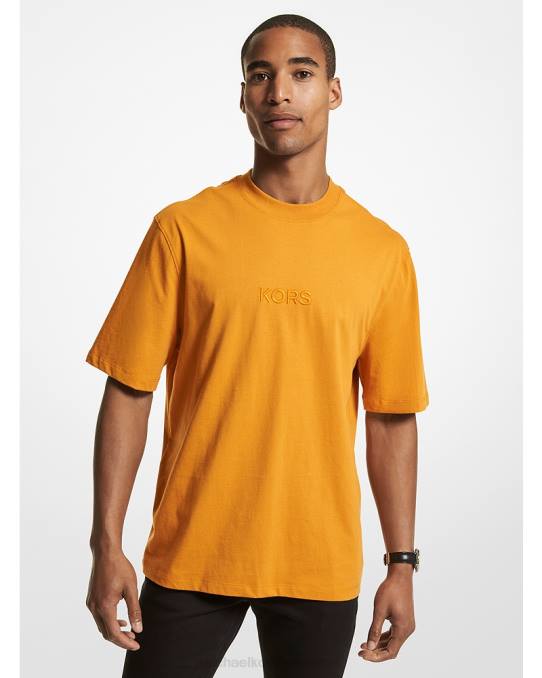 Michael Kors T-skjorte i bomull med brodert logo menn LDNL2984 fløyelsblomst