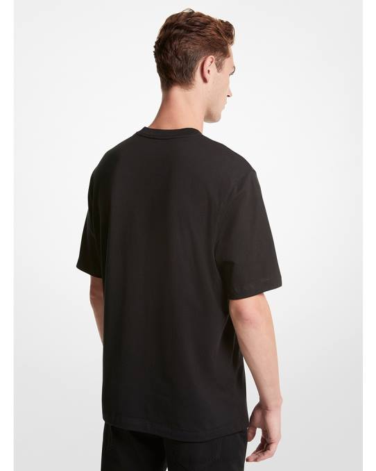 Michael Kors T-skjorte i bomull med brodert logo menn LDNL2985 svart