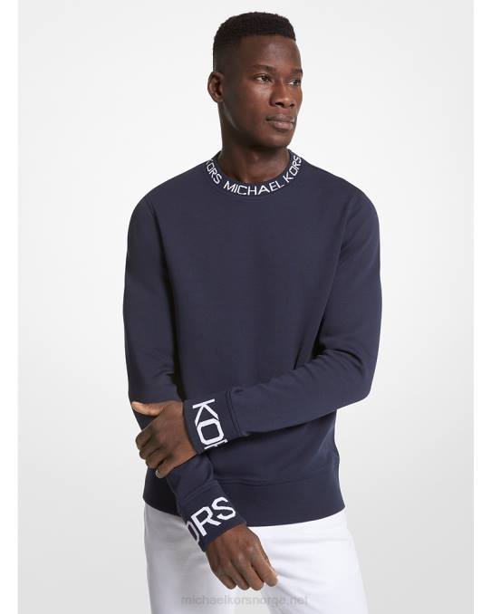 Michael Kors genser i bomullsblanding med logotape menn LDNL2971 midnatt